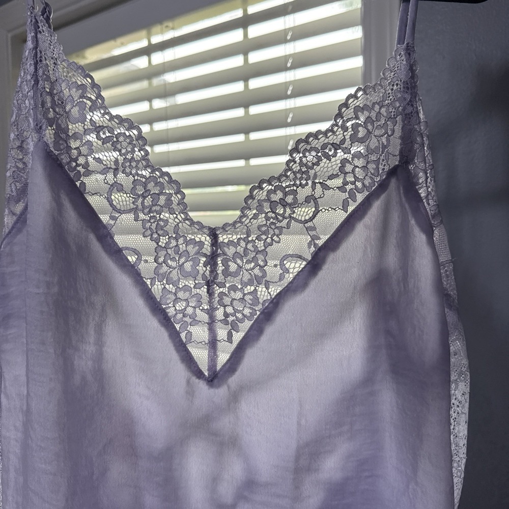 Womens Nightie babydoll lingerie Semi Sheer‎ Croquet XL Sheer Side Tie Back Slip - Picture 6 of 16